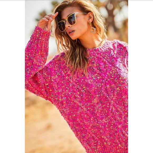 Fuchsia Pink Confetti Oversized Sweater - Picture 9 of 10